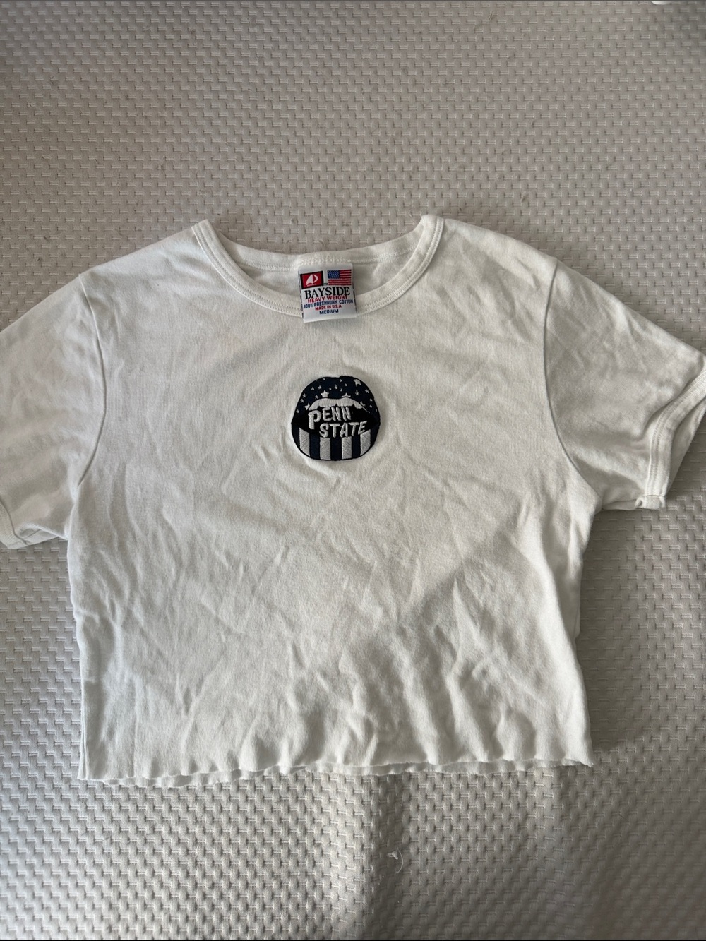 Penn State White Cropped Tee with Chest Graphic